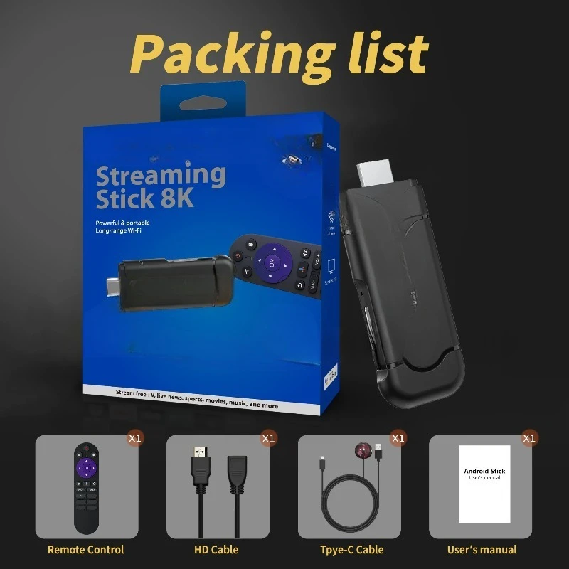 عصا تلفاز ذكية H3 4k Max 2GB 8GB All-Winner H313 عالية السرعة لاسلكية 6 عصا تلفاز عن بعد بلوتوث صغيرة