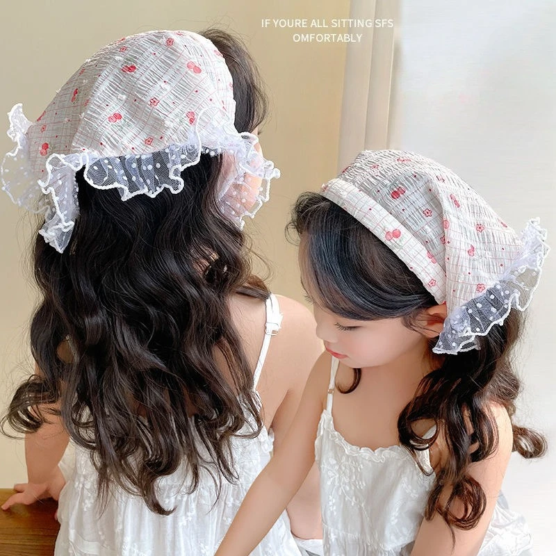 

Strawberry Mesh Headband for Girls 2025 Summer Photography Headscarf Sweet Rustic Triangle Hairband Baby Toddler Hair Accessory