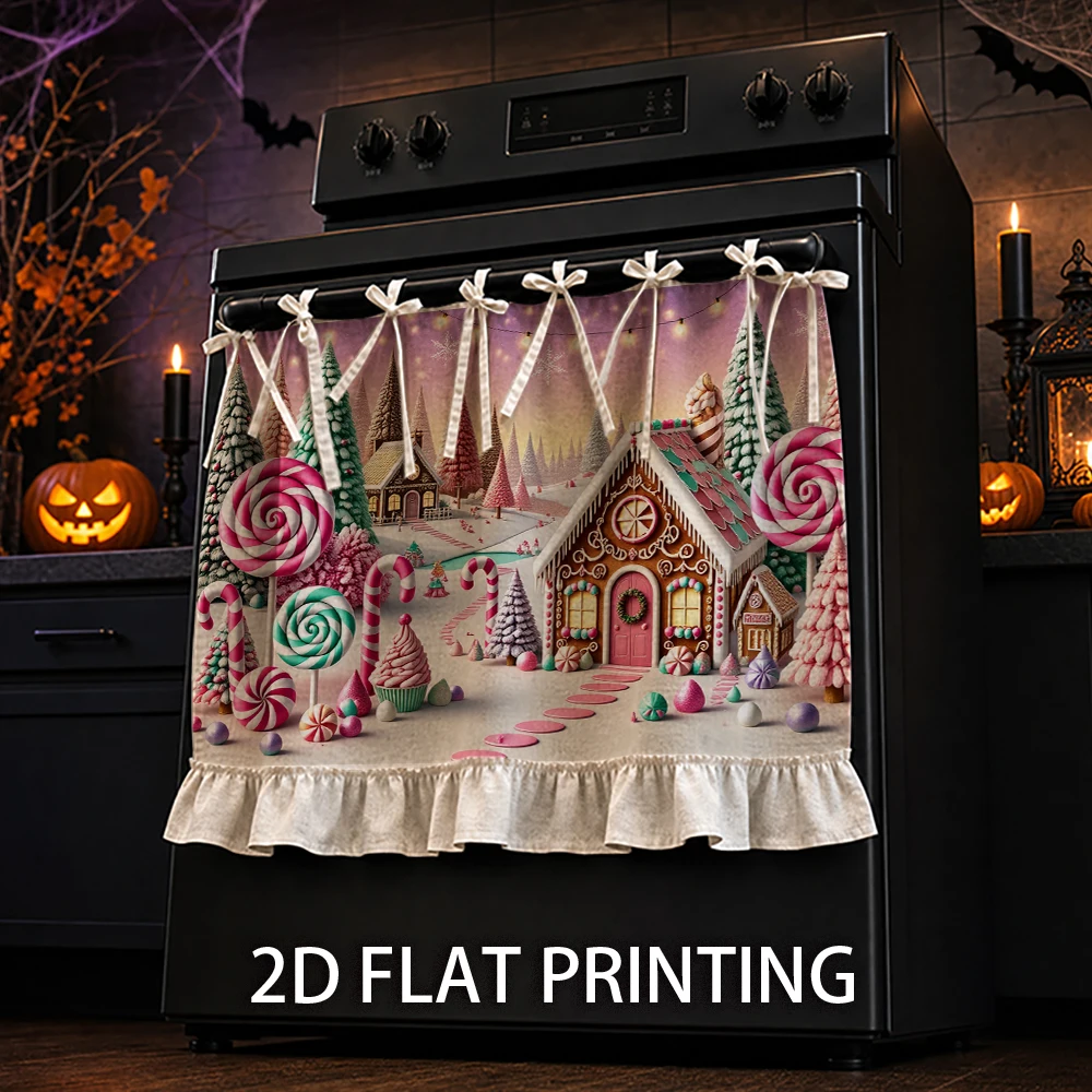 1PC Christmas kitchen stove curtain-cabinet curtain-apron. Featuring whimsical gingerbread house and candyland prints. Can be us