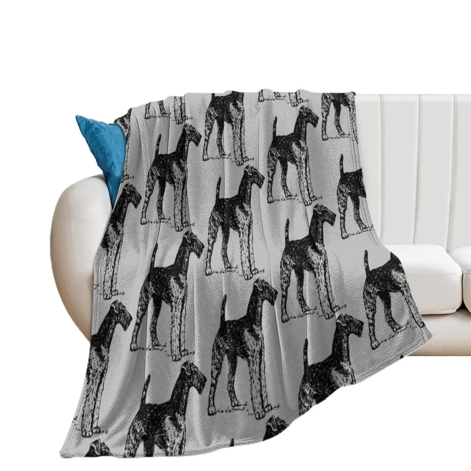 

Airedale Terrier Throw Blanket Retros Personalized Gift Luxury Tourist Blankets