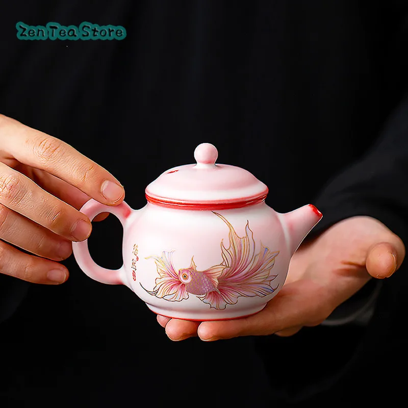 Lard Frozen Pink Girl Heart Ru Kiln Xishi Pot Kung Fu Tea Set Teapot Single Household Ceramic Teapot Single Pot