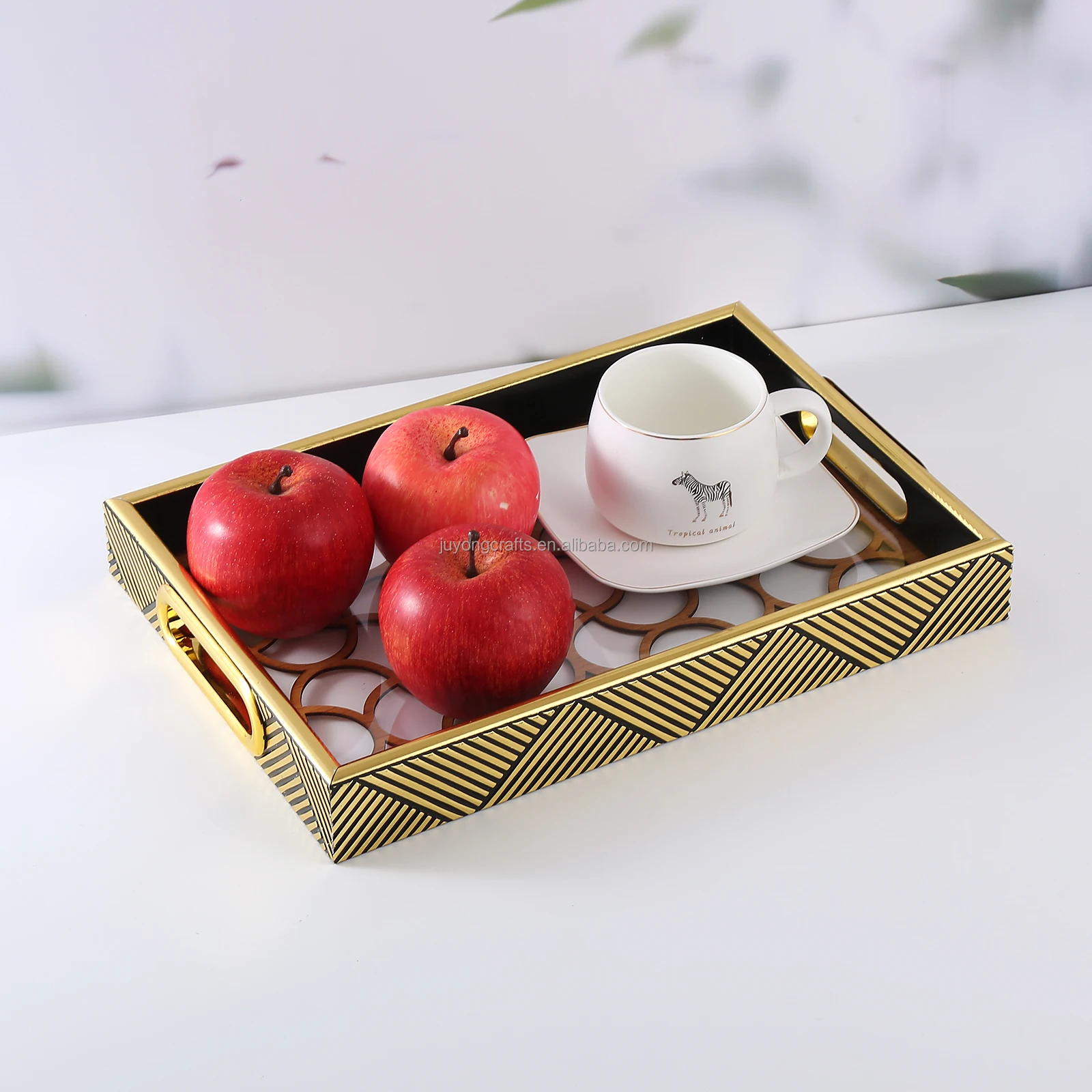 JY Vine Vine Melamine Acacia Rectangular Bakery Cake Bamboo and Wood Food Service Tray Christmas Serving Tray