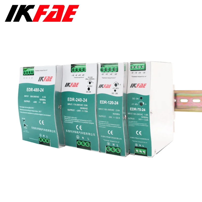 EDR-120  Industrial DIN Rail Switching Power Supply 120W 12V 24V 48V AC/DC EDR-120 Single Output Source Power