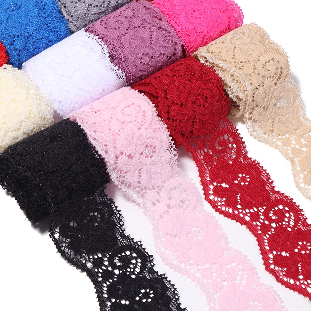 Lace Ribbon Trim - Cinta de encaje elástica de 2