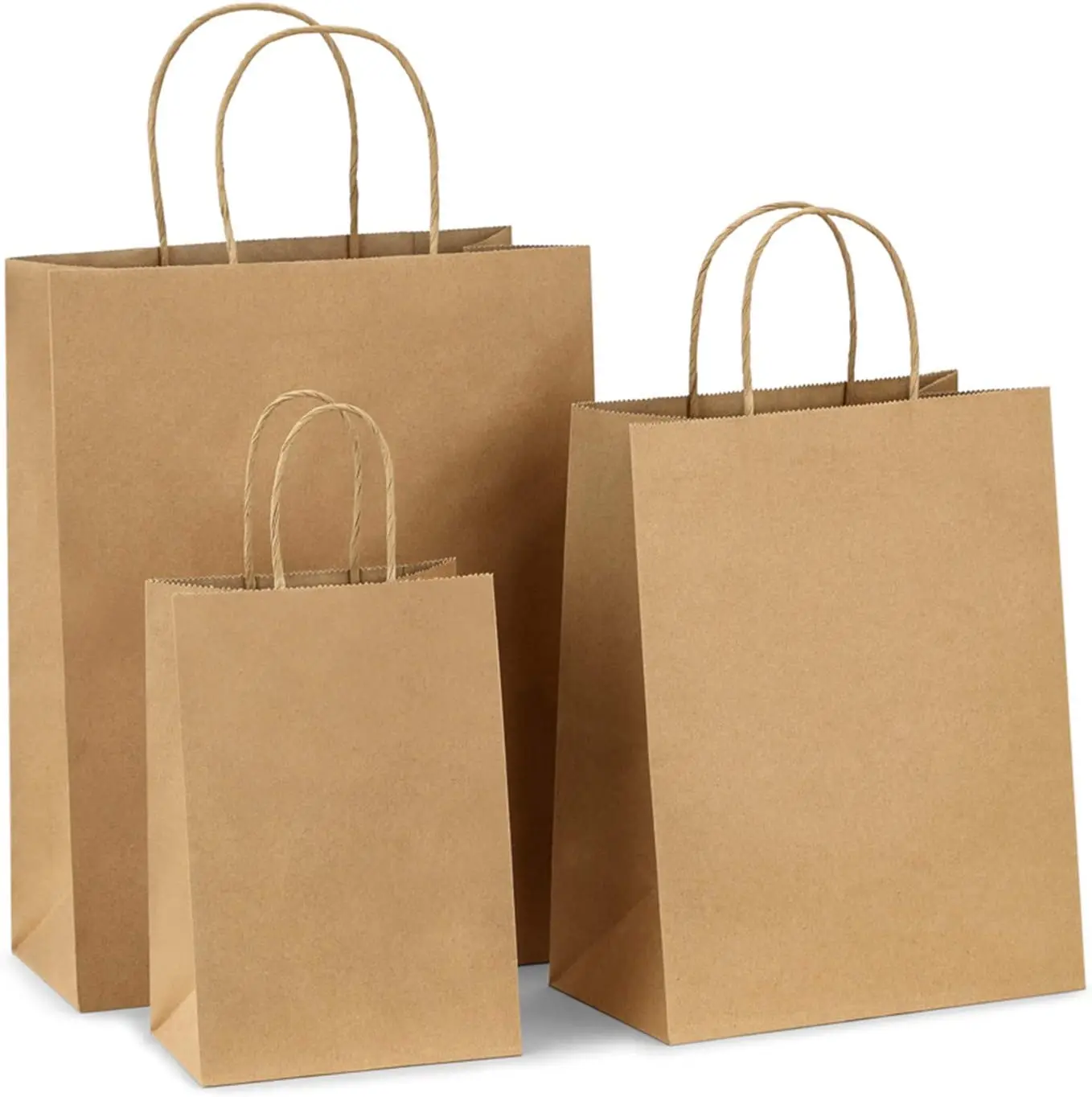 Kraft Paper Gift Bags With Handles 10/20/25/30/50/100PCS Shopping Carry Craft Brown White Bag DIY Bag Party Christmas Supplies