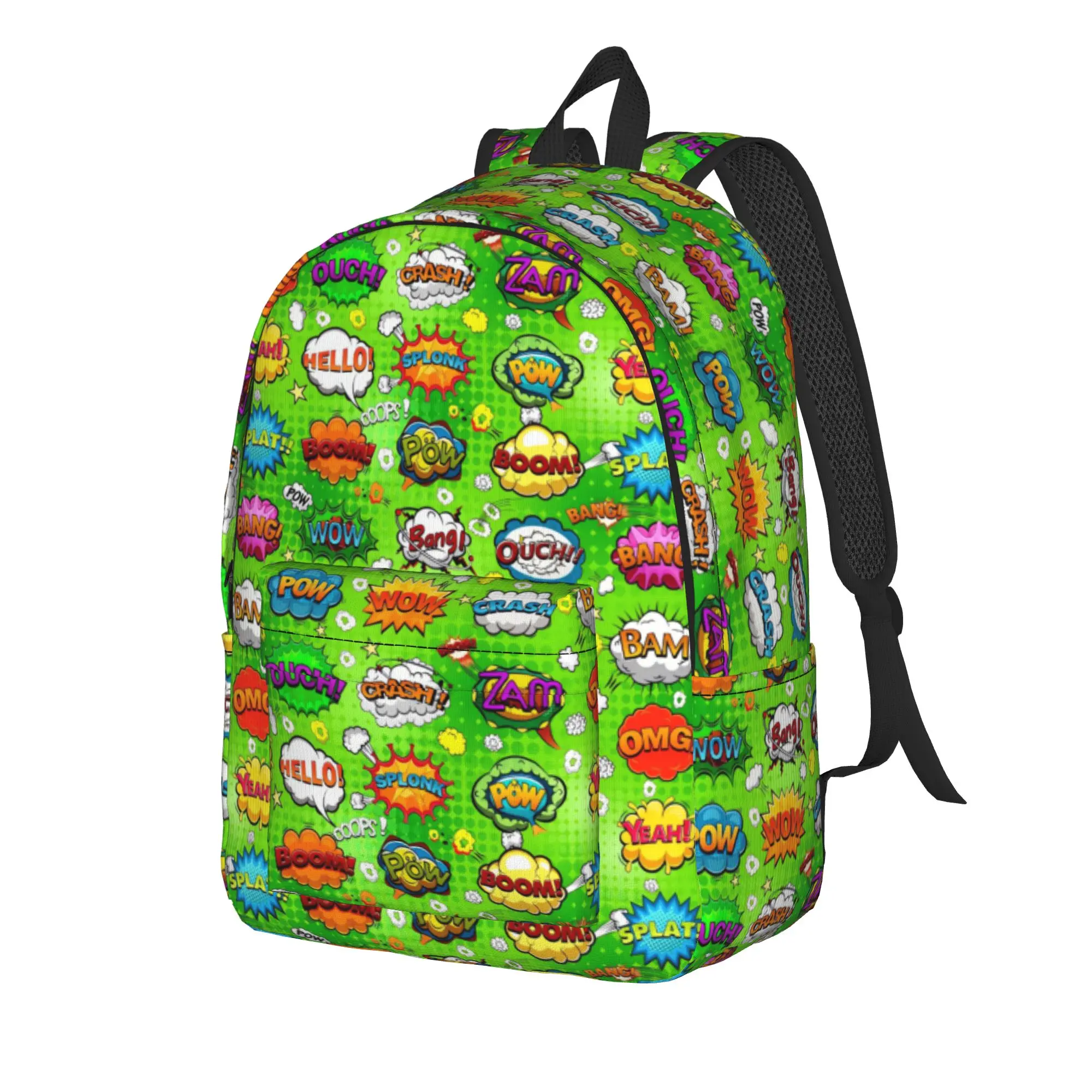 Comic Speech Bubbles   ()(2) Backpack  Men Polyester College Backpacks Durable Aesthetic School Bags Rucksack