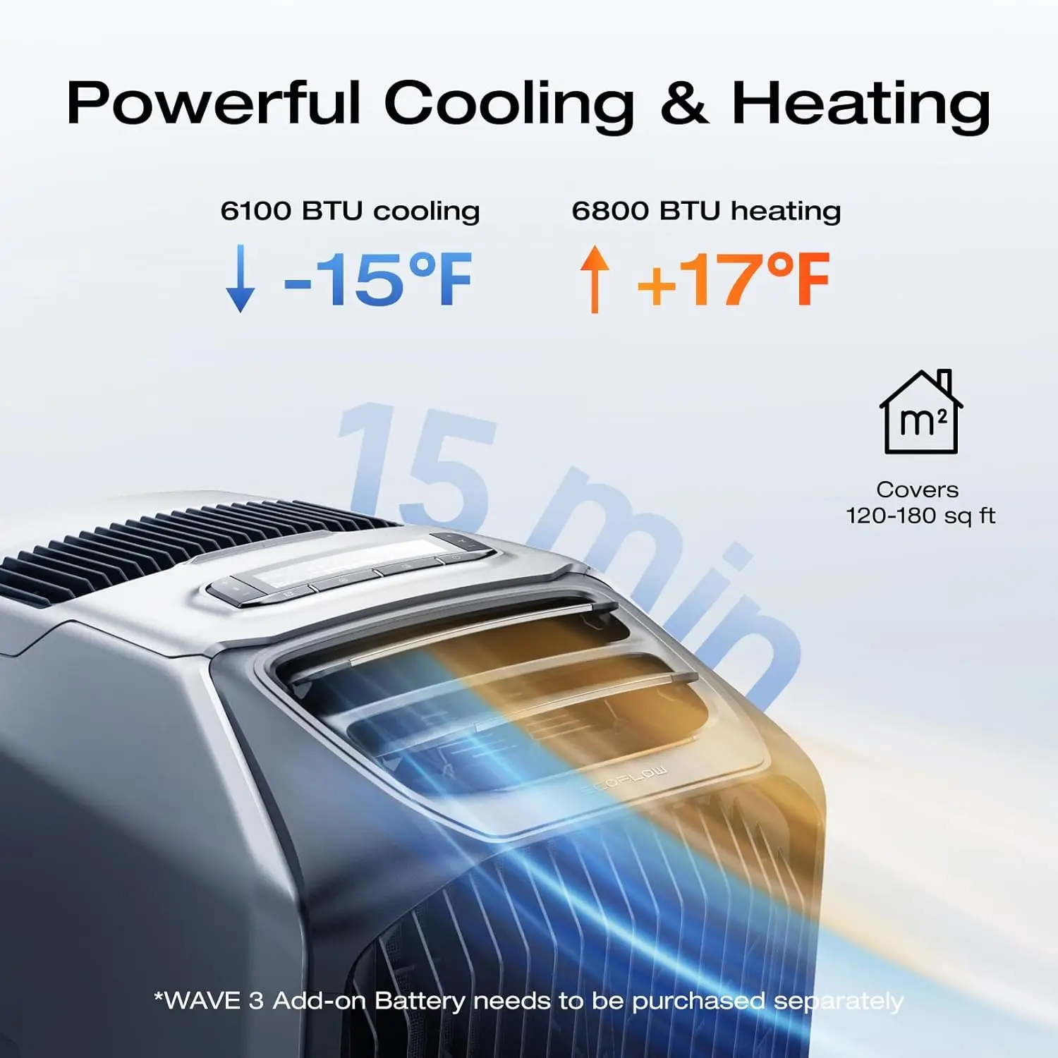 BTU Cooling & 6800 BTU Heating Portable Air Conditioner- 8H Wireless Runtime