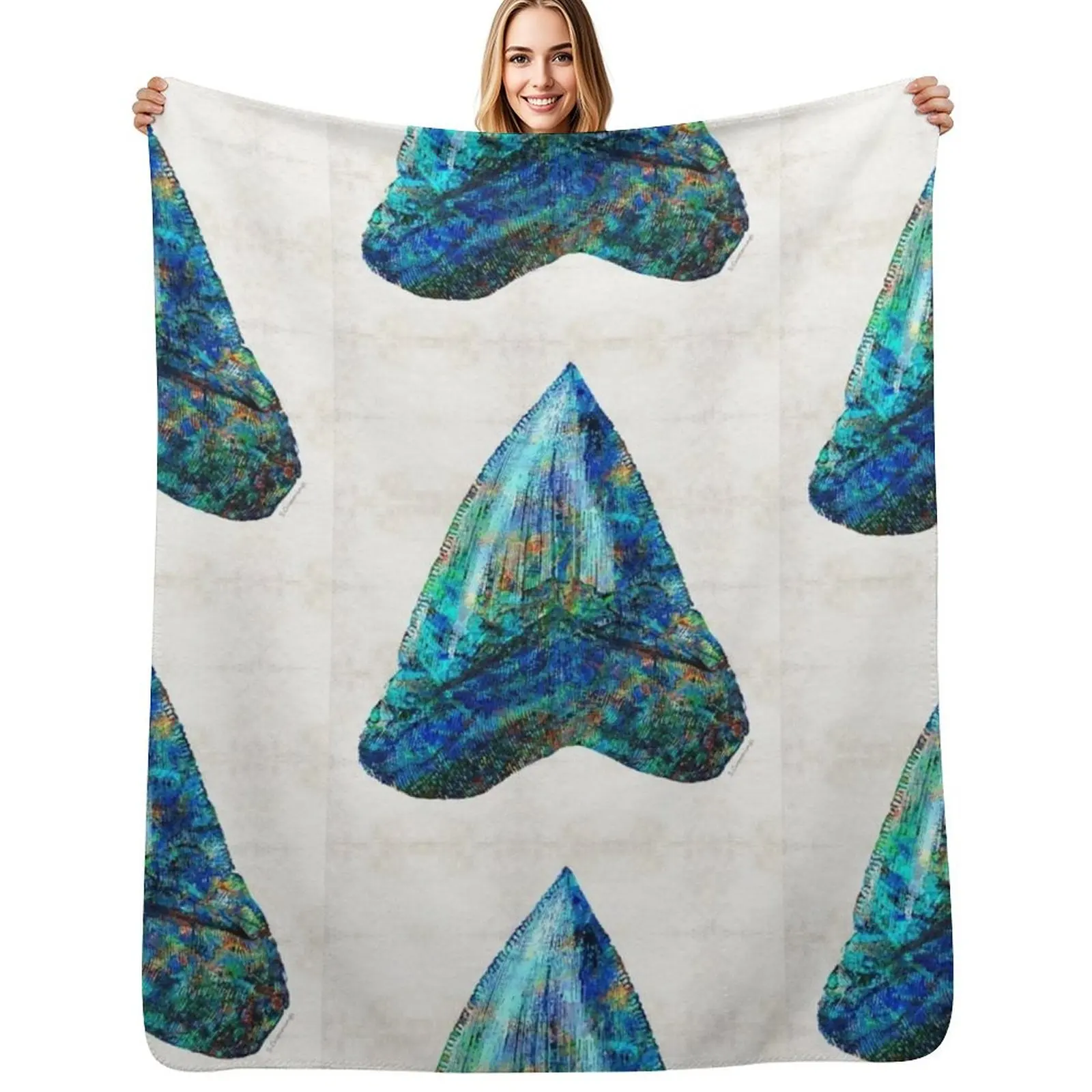 

Blue Shark Tooth Art by Sharon Cummings Throw Blanket Large sofa bed Moving Plaid on the sofa Blankets