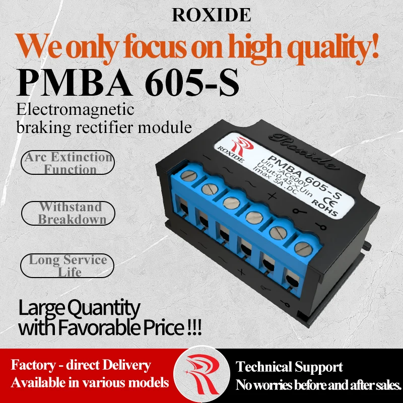 PMBA605-S Motor Brake Rectifier, Umax = 600 VAC, Imax = 5 A, Rectified Power Supply Module