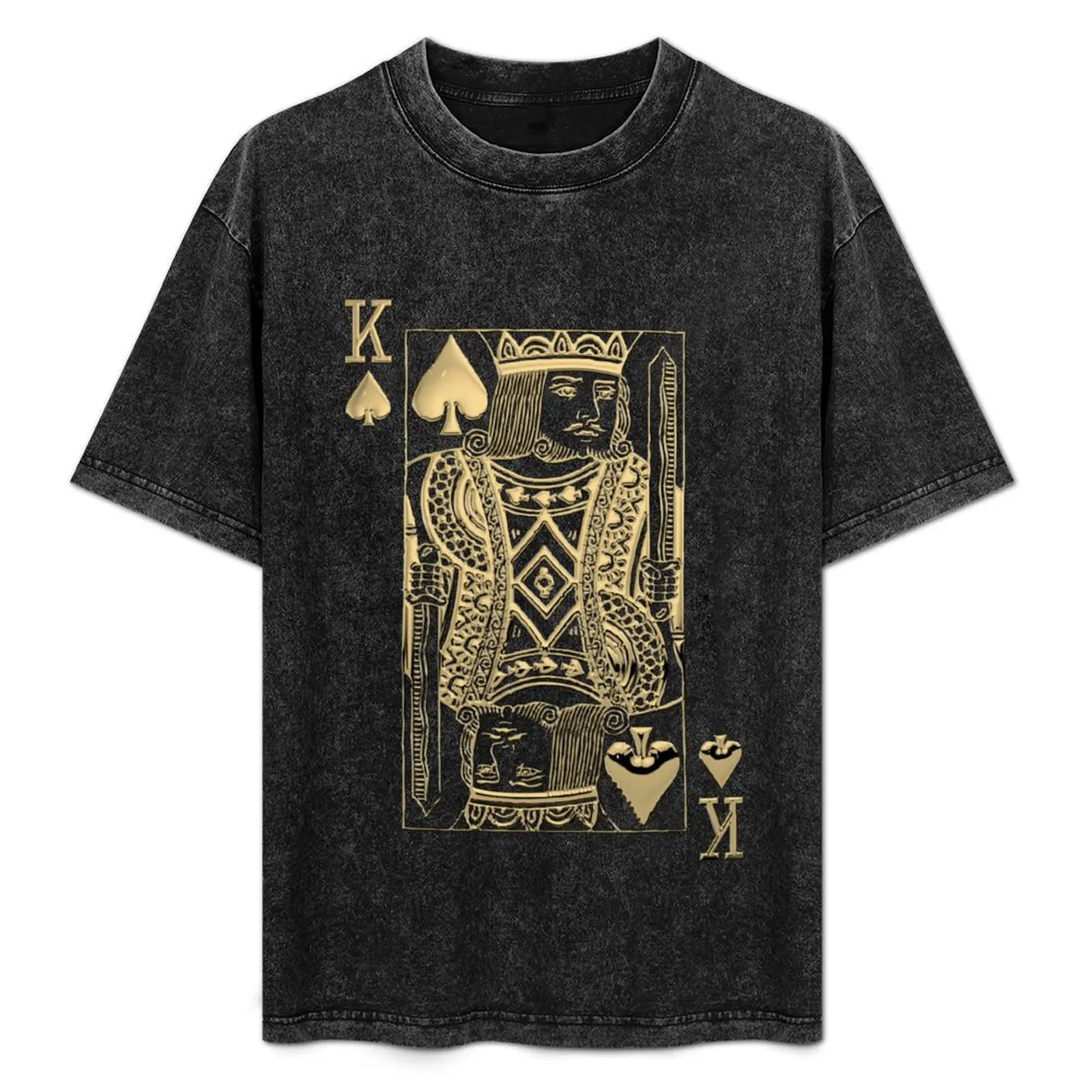 

King of Spades in Gold over Black T-Shirt UV Protection Outdoor Tee Shirt