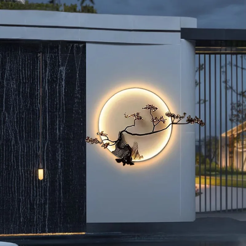 

Wall lamp, solar energy, courtyard, entrance, home, garden, new Chinese style