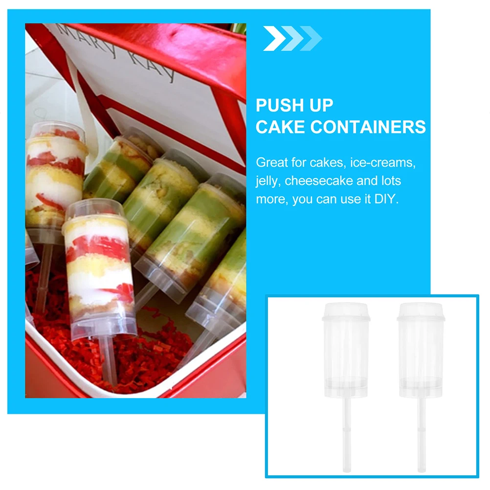 

40 Pcs Push Barrel Cake Cylinder Holders Molds Reusable Storage Container Dessert