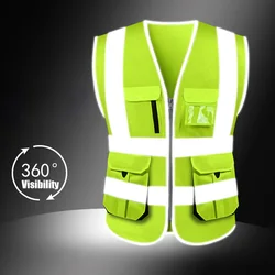 SFVest-Chaleco de trabajo con múltiples bolsillos para hombre, ropa de seguridad reflectante, con estampado ogo, color dorado