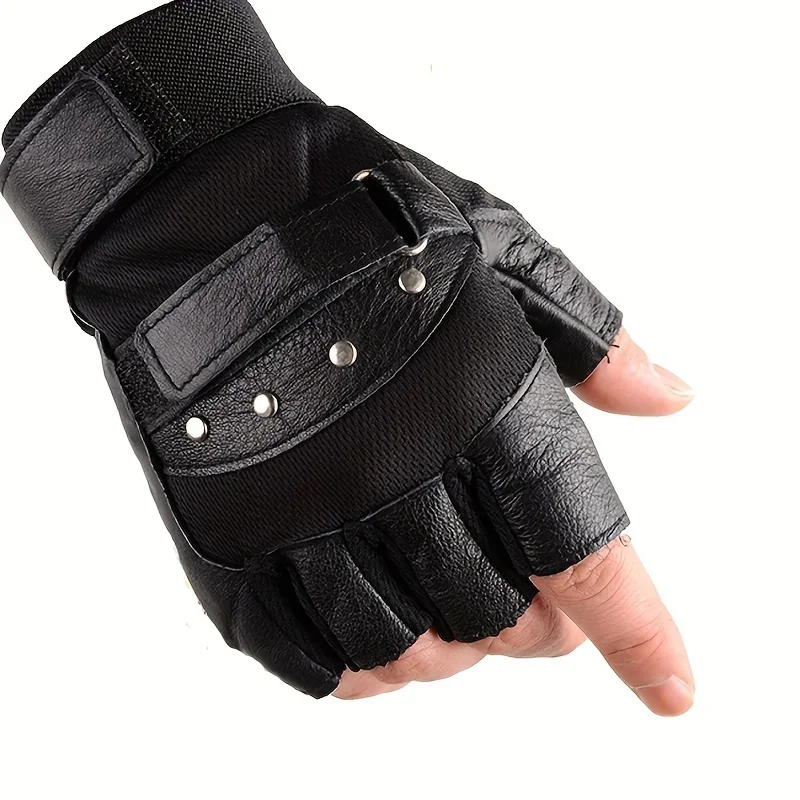 Breathable Half-Finger Sport Gloves - Anti-Slip, Durable Sheepskin Leather for Outdoor Fitness & Cycling, Lightweight