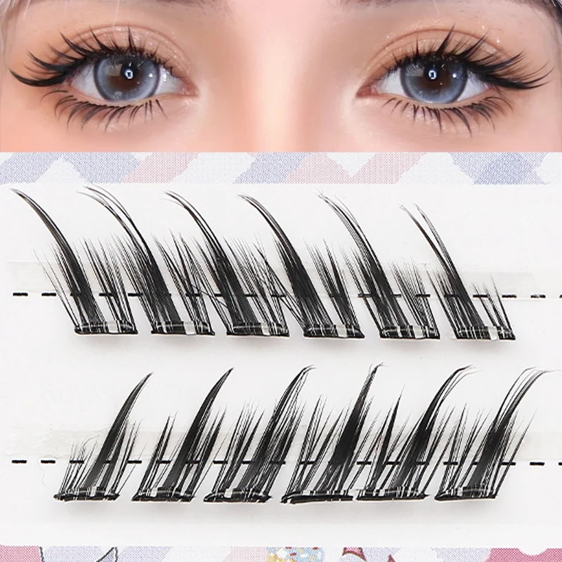 Selbstklebende falsche Wimpern - Kein Kleber nötig, abziehen & aufkleben, natürliche Einzelwimpern-Cluster für Anfänger, Reise-/Probierpackung – Detail 5