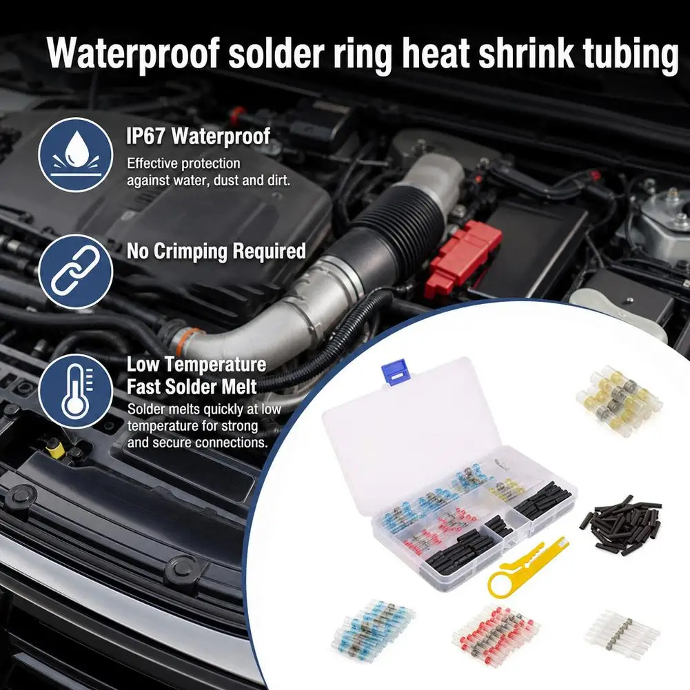300/500PCS Waterproof Soldering Ring Heat Shrink Tubing With Connecting Solder Terminals Combination Box