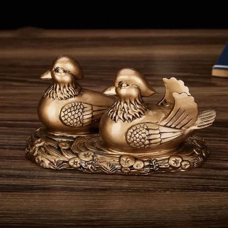 Creative Couples Mandarin Duck Birds Ornaments Resin Animal Figurines Home Furnishing Decoration Crafts Wedding Gift Accessories