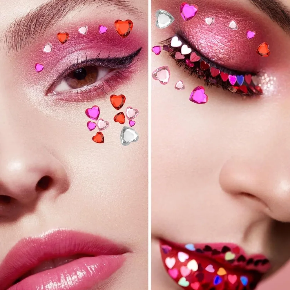 12 Sheets with Adhesive Backing Bedazzling Sticker Random Color Y2K Face Eye Jewels Sticker DIY Makeup Crystal Gem Sticker