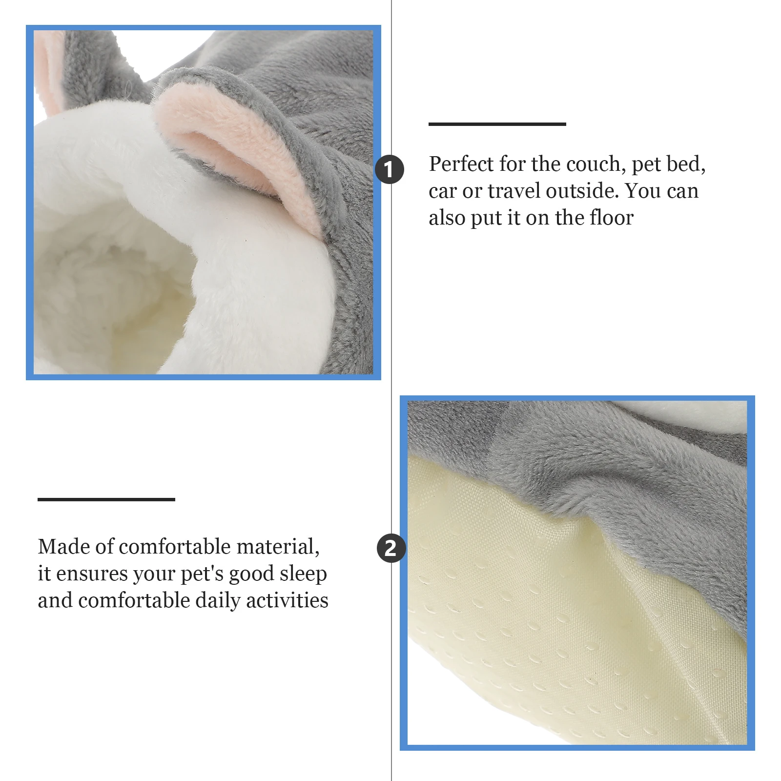 

【】Soft Pet Nest For Hamster Hedgehog Cozy Warm Bed Small Animal Winter Sleeping Bag Easy Wash Light Grey Warm Bed Pet