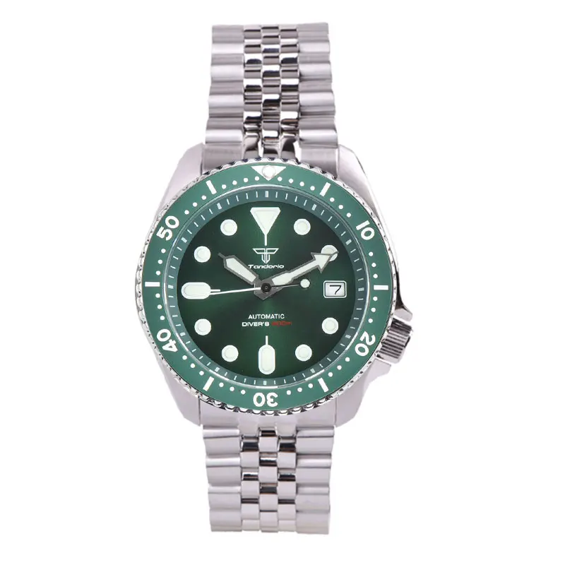 20ATM 41มม.Tandorio Jubilee สร้อยข้อมือสีฟ้าสีเขียวสีดำ Dial Super Luminous NH35A ดำน้ำอัตโนมัตินาฬิกาผู้ชาย