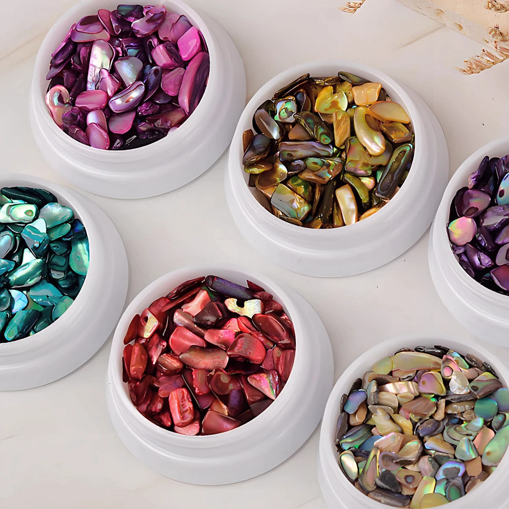 1 Pot Natural Abalone Seashell Flakes Nail Art Agatized Shell Stone Accessories For Manicure Nails Decoration Material Supplies