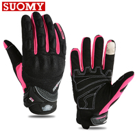 SUOMY Pink Lady Motorcycle Gloves Touch Screen Full Finger Motorbike Riding Gloves Women Breathable Motocross Moto Biker Gloves
