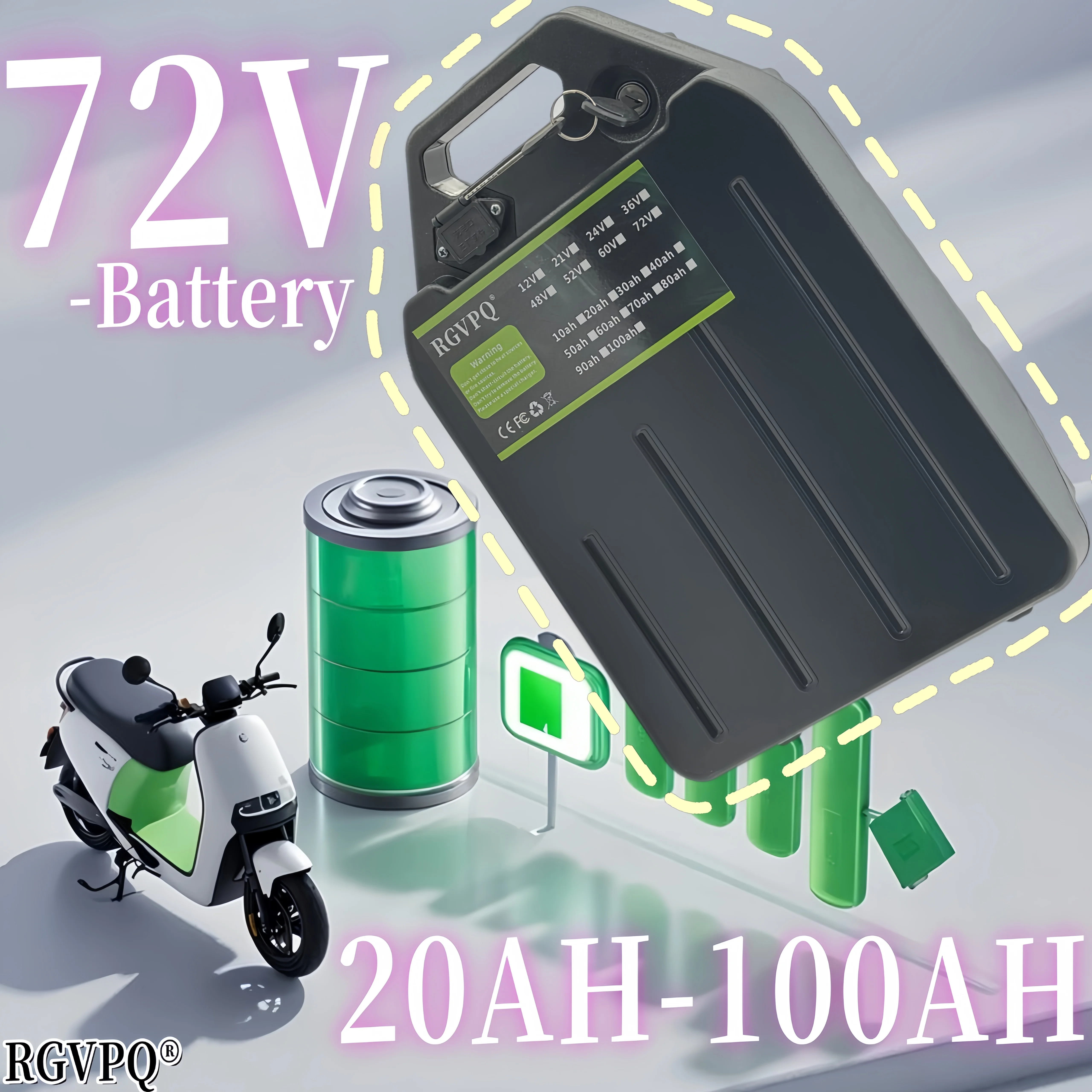 

New Full Capacity 18650 Lithium Battery 72V 20ah-100ah Lithium Battery Pack for Air Rapid Transport Suitable for 250-3000W