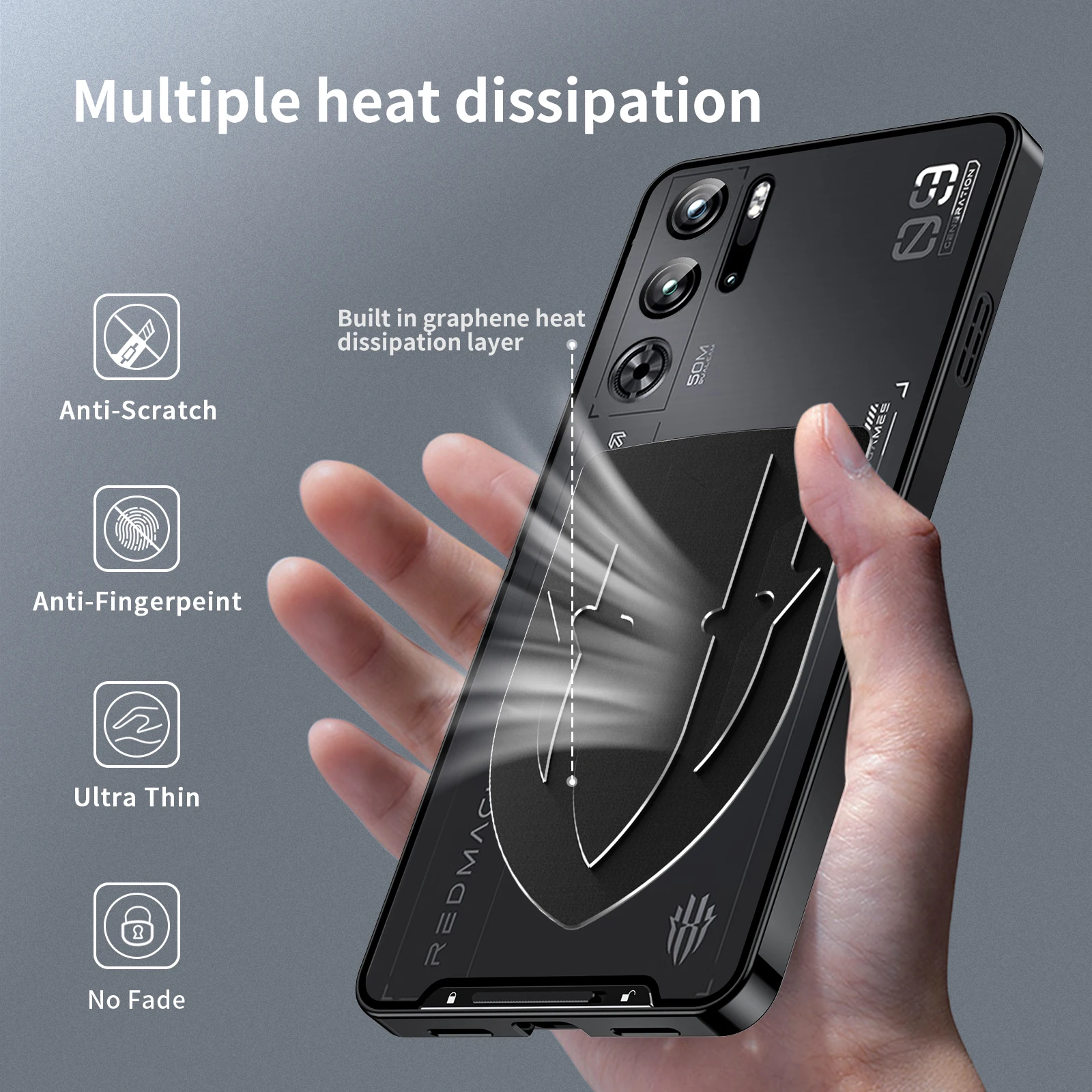 حافظة شفافة من سبائك الألومنيوم المعدنية لهاتف Nubia Red Magic 10 Pro 9Pro حافظة حماية للكاميرا مقاومة للصدمات غطاء تبديد الحرارة