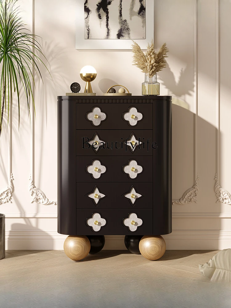 

French Vintage Style Chest of Drawers Simple Storage Cabinet Living Room Solid Wood Design Storage Chest of Drawer