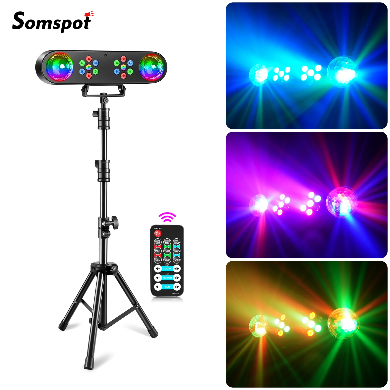 

Somspot Bracket Effect Lights Mobile Stage Light Effect Projector Remote Control for DJ Shows Concerts Parties Bars KTV Ballroom