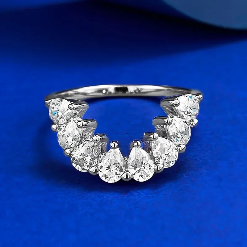 

Chram Oval 4CT Lab Moissanite Diamond Ring 100% Real 925 Sterling Silver Party Wedding Band Rings for Women Engagement Jewelry