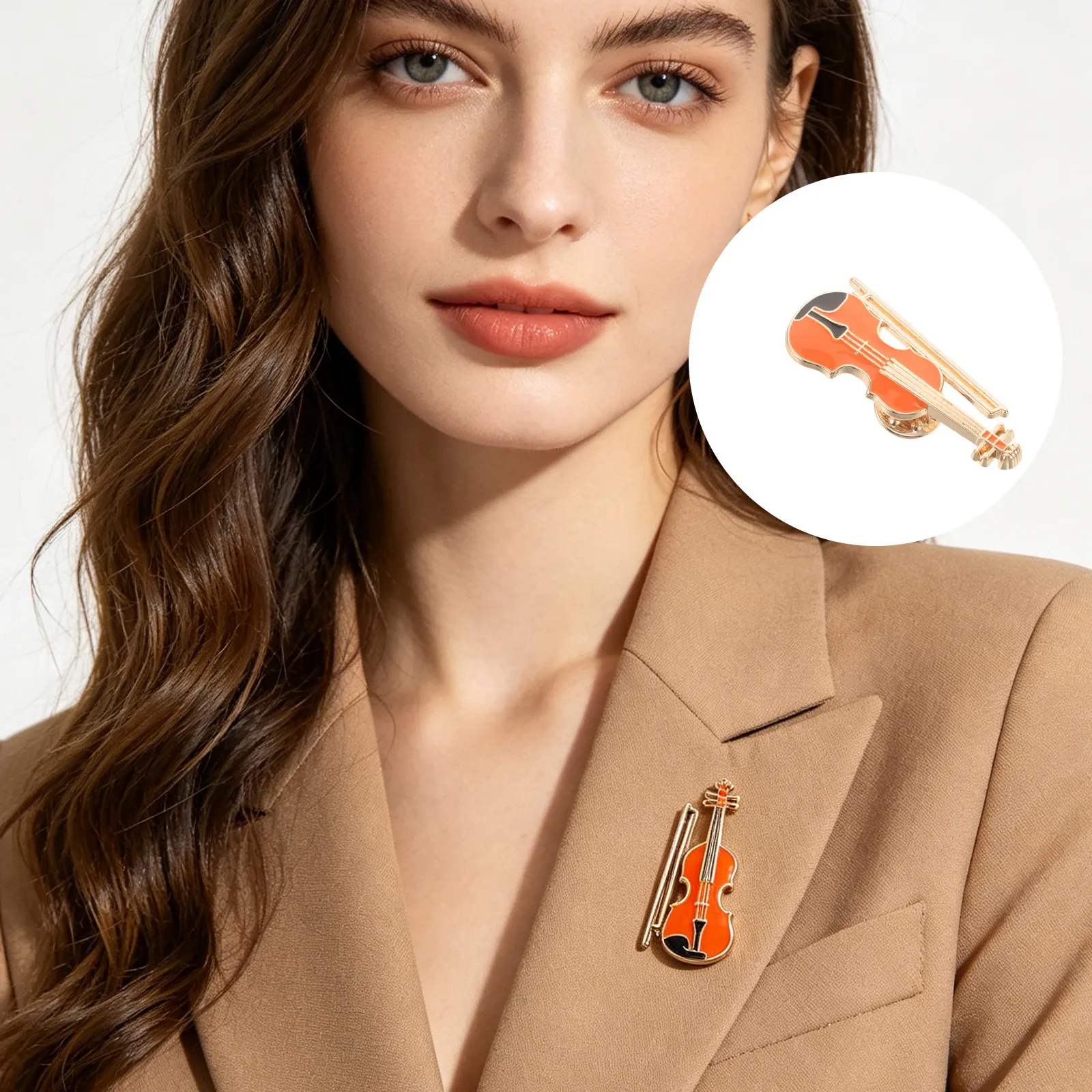 2Pcs Violin Brooch Pin Heavy Duty Alloy Music Badge Lapel Pin Music Teacher Gift Concert Recital Gift Fashion Lapel Brooch