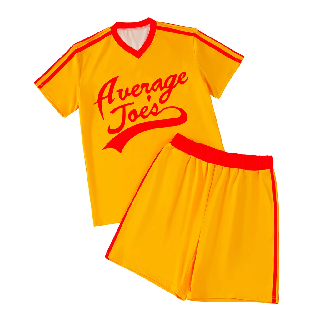 Crazy Dodgeball Average Joe's Cosplay Costume Yellow Jersey Costume Dodgeball Sportwear Set Adult Halloween Carnival Party Suit