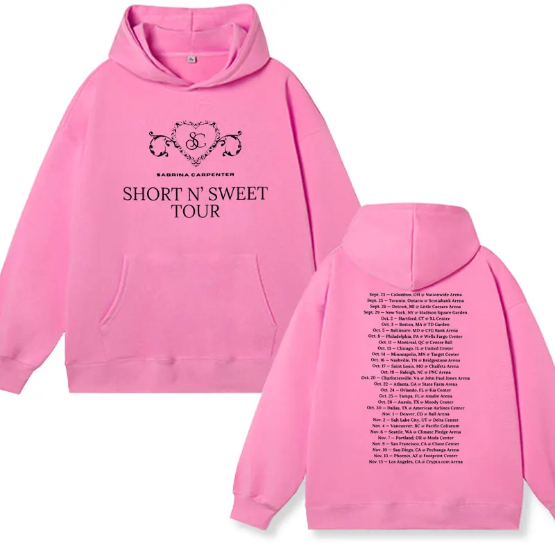 Sabrina Carpenter Short N' Sweet Tour Letter Print Hoodie Male Autumn Winter High Quality Fleece Sweatshirts Men Women Pullover