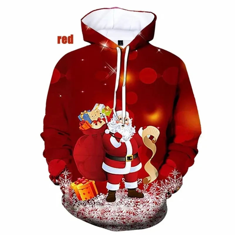 3D Santa Claus Printing Hoodies Merry Christmas Tree Xmas Snowman Graphic Pullovers Fashion Kids Gifts Hoodie Women Sweatshirts