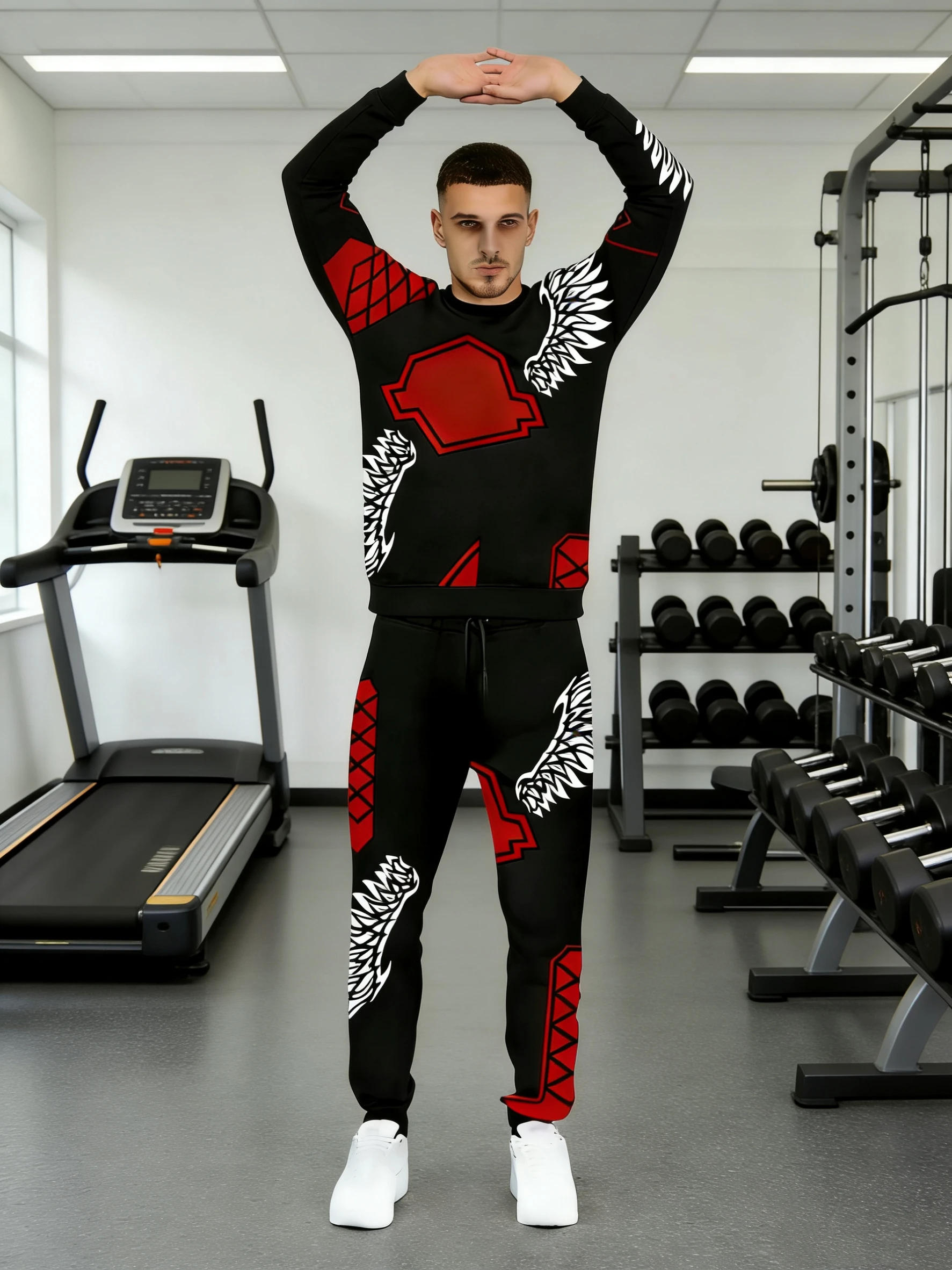 

Men's Fitn Digital Print 3D Sports Pants mid Waist Casual Trousers Youthful Energy Sle Autumn Regular Thin