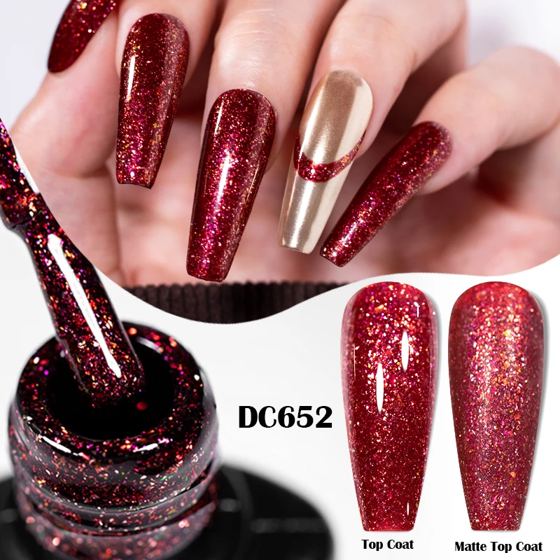 7ml vermelho glitter gel unha polonês espumante glitter lantejoulas gel polonês semi permanente uv gel embeber fora verniz da arte do prego manicure