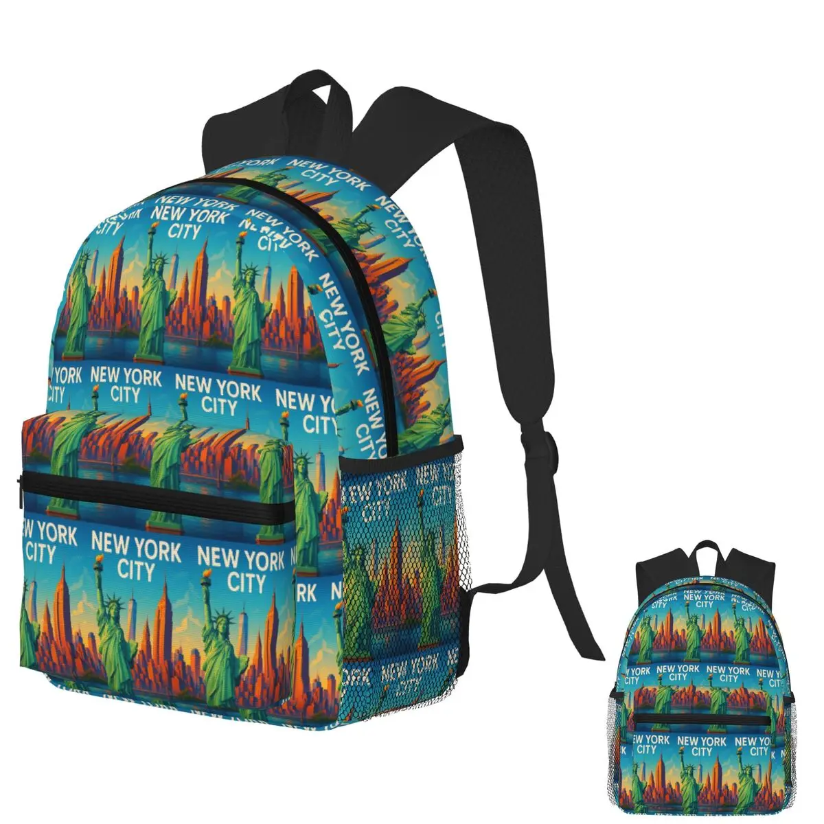 

Statue Of Liberty And New York City Skyline Student Backpack School Bag Hiking Travel Daypack Men Women Bookbag Shoulder Bags