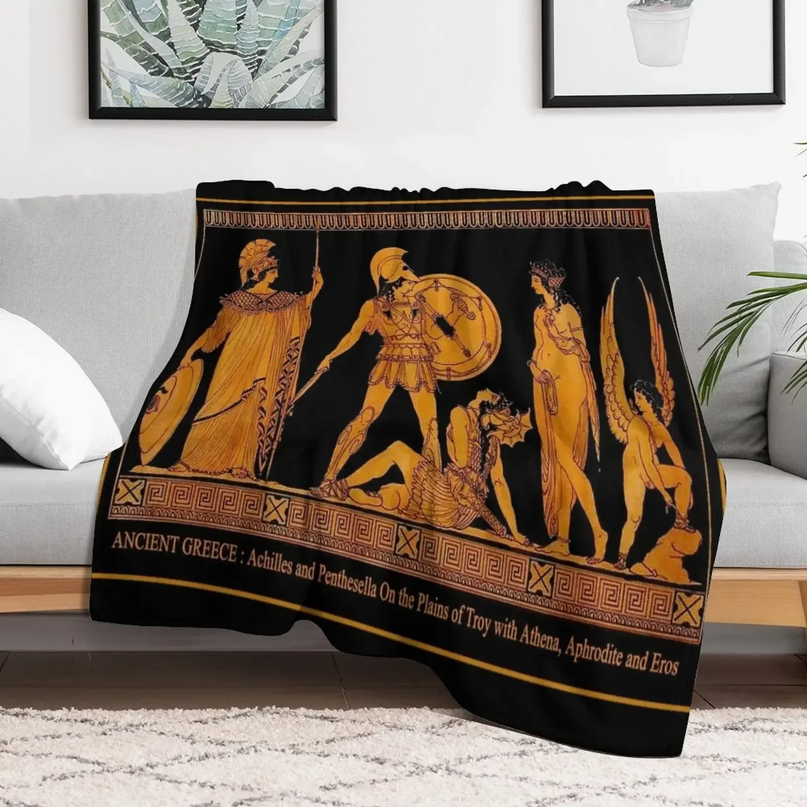 

GREECE : Ancient God and Goddess Frieze Print Throw Blanket Luxury Thicken Hairys Blankets Soft Plush Plaid Plush Blankets
