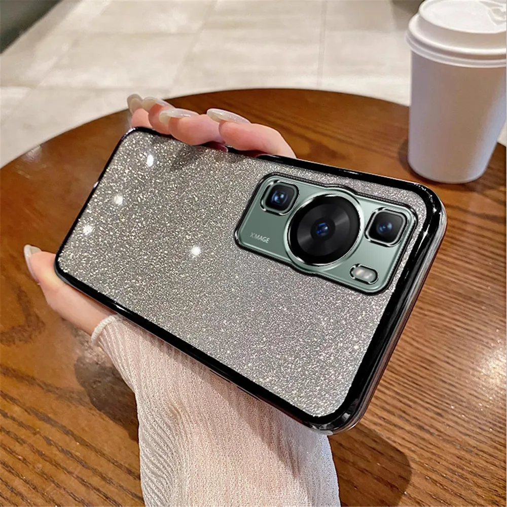 Gradient Glitter Plating Phone Case For Huawei P60 P50 P40 P30 Lite Pro P Smart 2021 Y7A Mate 60 50 40 30 20 Pro Bumper Cover