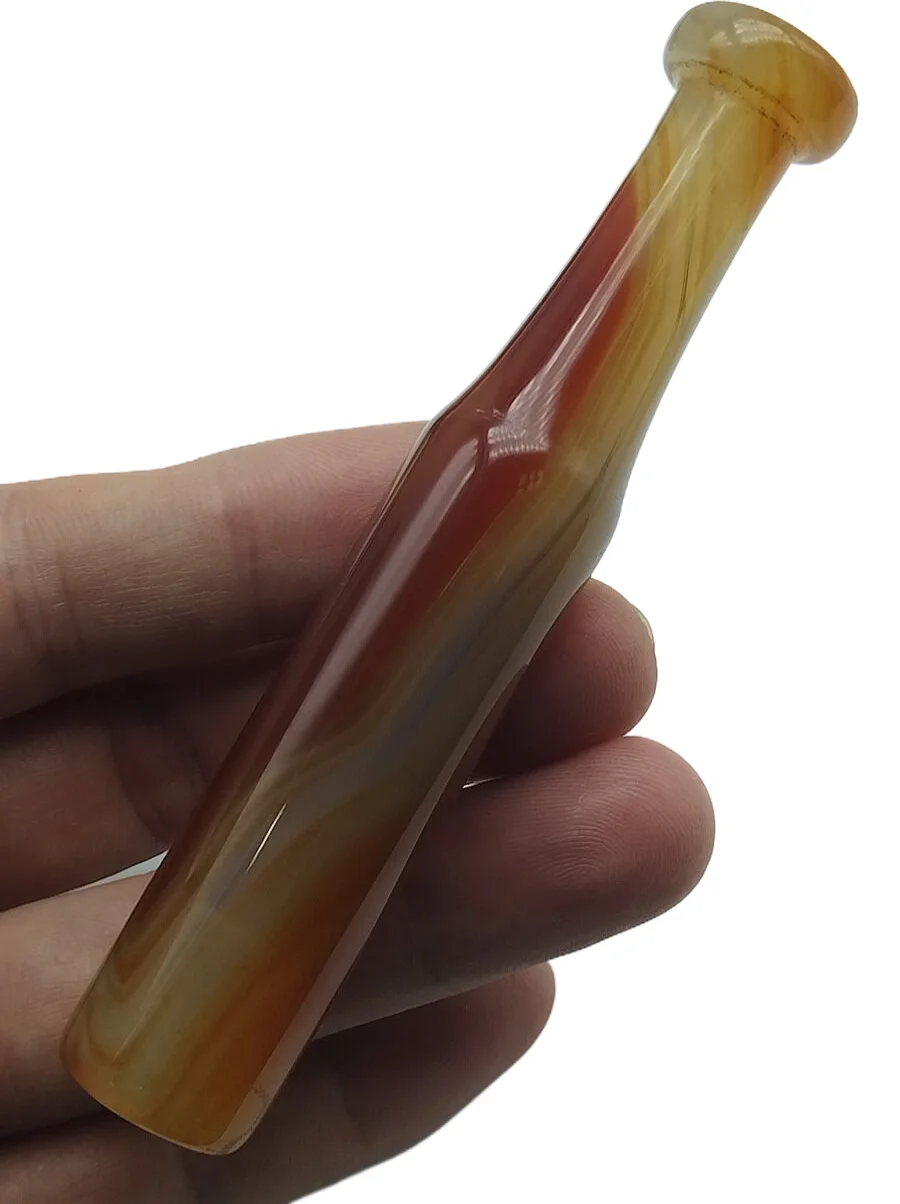 Chinese Hand Carved 100% Natural Red Agate Cigarette Filter Pipe Gift L 105mm
