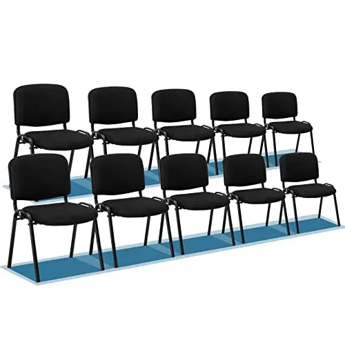 10-Pack Waiting Room Chairs, Stackable Chair for Office, Mesh-Black | Stacking Chairs, Armless Church Chairs