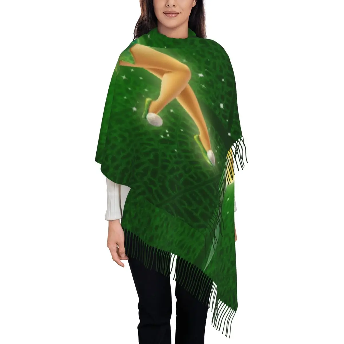 

Модный шарф с кисточками из мультфильма Тинкер Белл на заказ, женские зимне-осенние теплые шали, женские шарфы