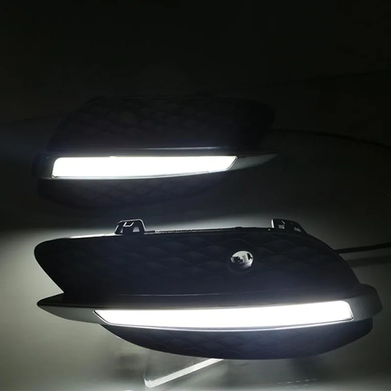 2Pcs LED DRL Daytime Running Lights Front Fog Light Lamp For Mercedes Benz GLC X205 2015 2016 daylight car styling