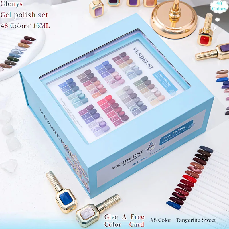 Glenys 48 color nail polish glue popular in winter soak gel color matching card nail salon essential nail art varnish study set