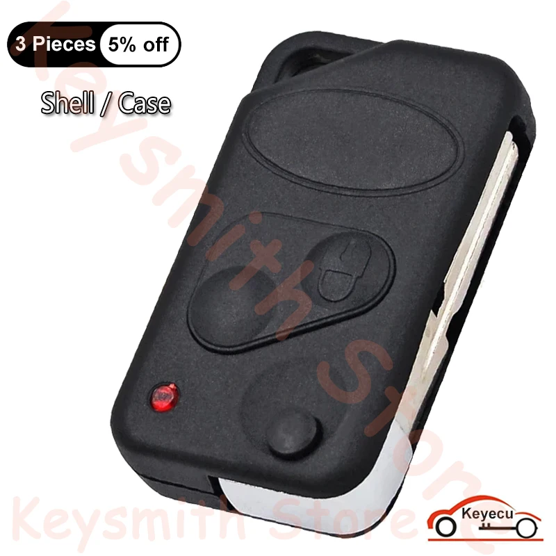 KEYECU 2 Buttons Remote Key FOB Shell Flip For LAND RANGE ROVER Discovery Freelander Defender 90 1995-2004 P38 Blade Case