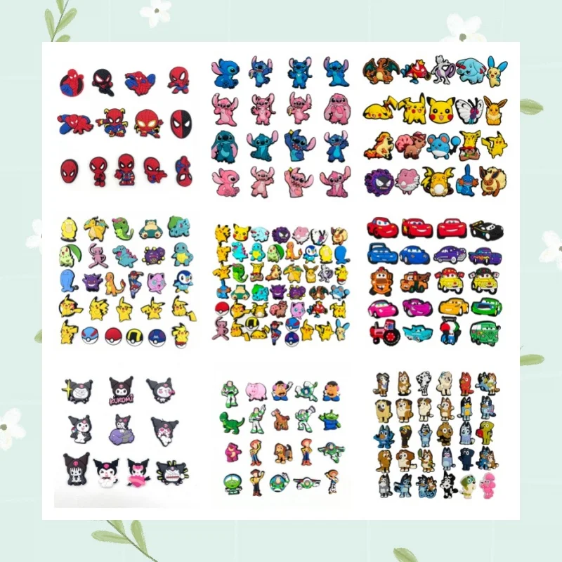 

9 Sets Wholesale Crocodile Charms Shoe Accessory Kit DIY Detachable Waterproof Shoe Buckles Flower Decorations for Footwear