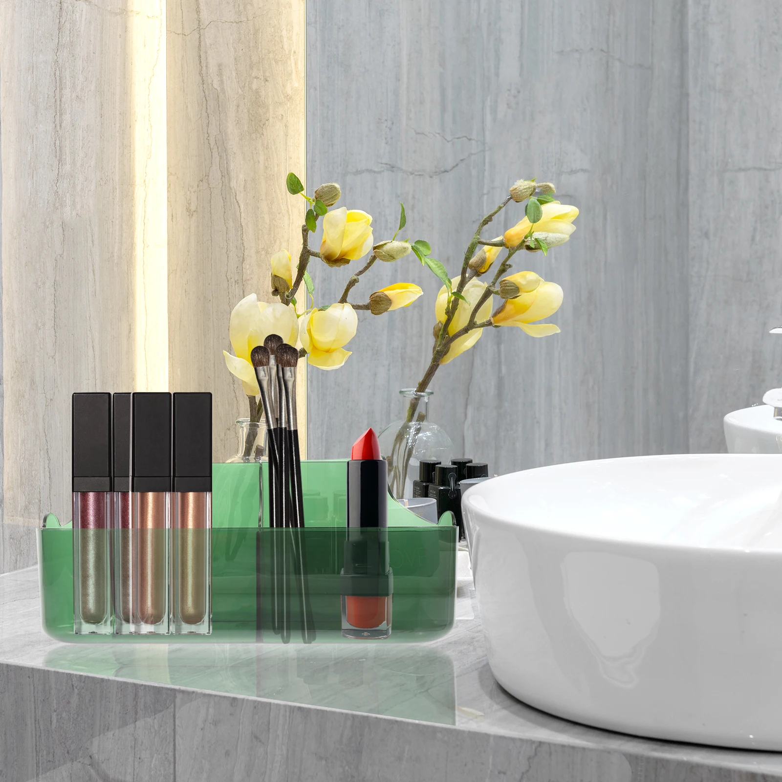 

Sturdy Plastic Multifunctional Makeup Organizer Storage Box Vanity Countertop Desktop Bathroom Pen Holder Remote Control