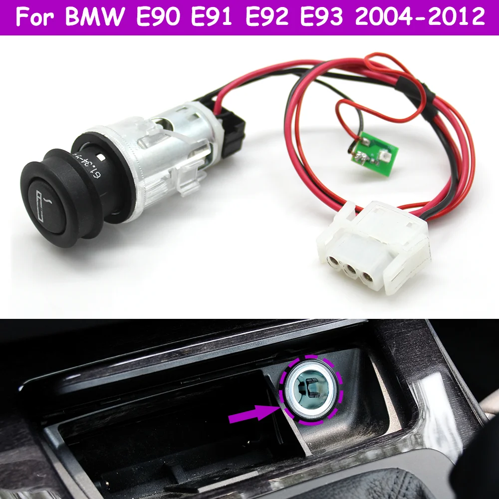 e92 cigarette lighter E90 E91 E92 E93 Car Front Console Drink Cup Holder Plug Cigarette Lighter  Socket With Wires for BMW 3 Series 2004-2012