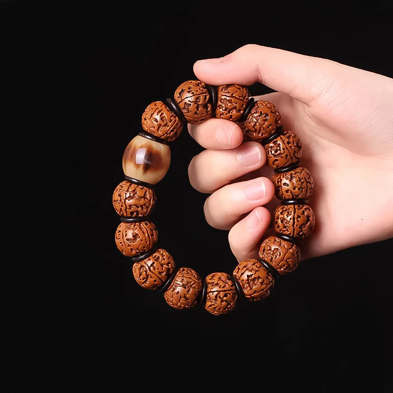 Buddha Beads Natural Polished Fan-Shaped Jingang Bodhi Single Circle Men's Hand Toy Bracelet Five 5 Petals